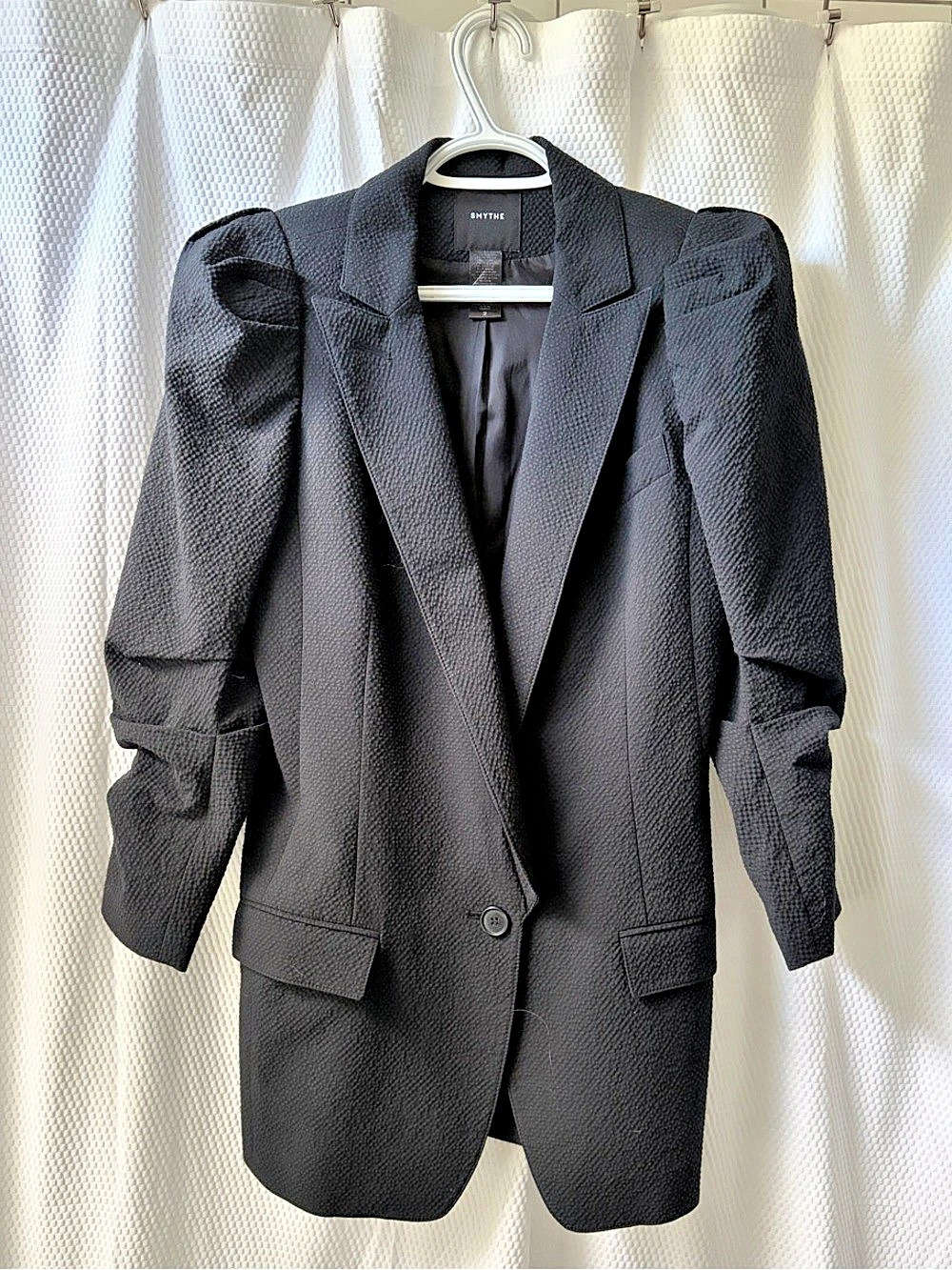 Smythe Pouf Sleeve One Button Blazer Black Size 2